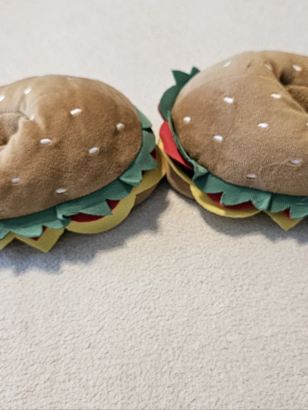 Carter's Nathan Hamburger Plush Slippers Toddler Boy Girl Size L 9-10 Novelty